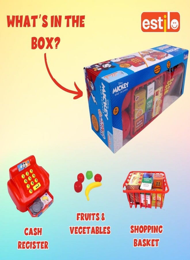 إستلو لعبة آلة حاسبة نقود من إستيلو، هدية مثالية للأطفال من عمر 3 سنوات فما فوق | مجموعة ألعاب متجر البقالة | ألعاب لتنمية مهارات الرياضيات المبكرة | مجموعة ألعاب تمثيلية للأطفال (ميكي ماوس) - Image 5